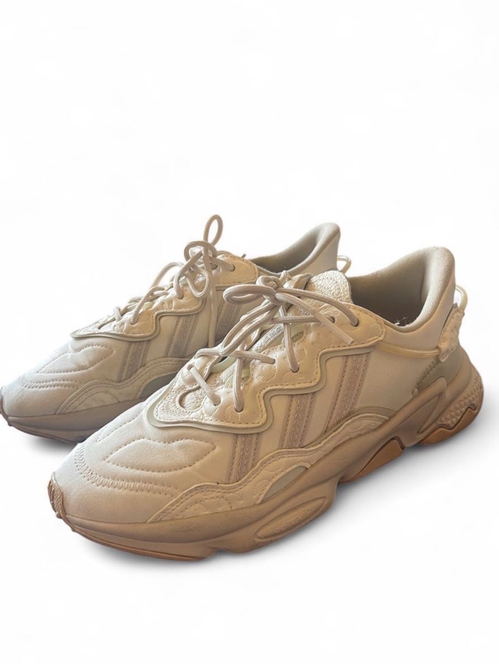 ADIDAS Ozweego Seasonal Trefoil Monogram Beige Cream Chunky Sneakers M 7 Wmns 8